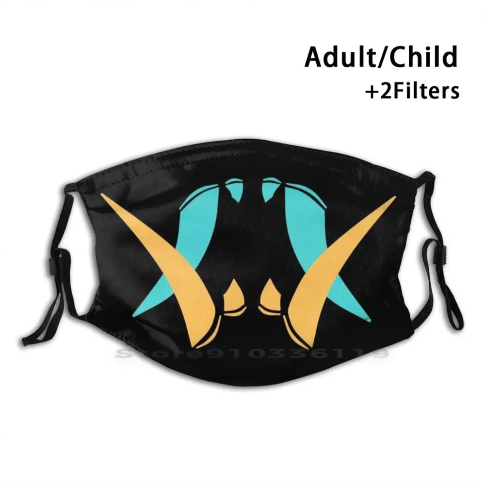 

Neon Fangs - Orange And Blue Mouth Print Reusable Pm2.5 Filter DIY Mouth Mask Kids Fangs Teeth Tooth Blue Orange Blue And