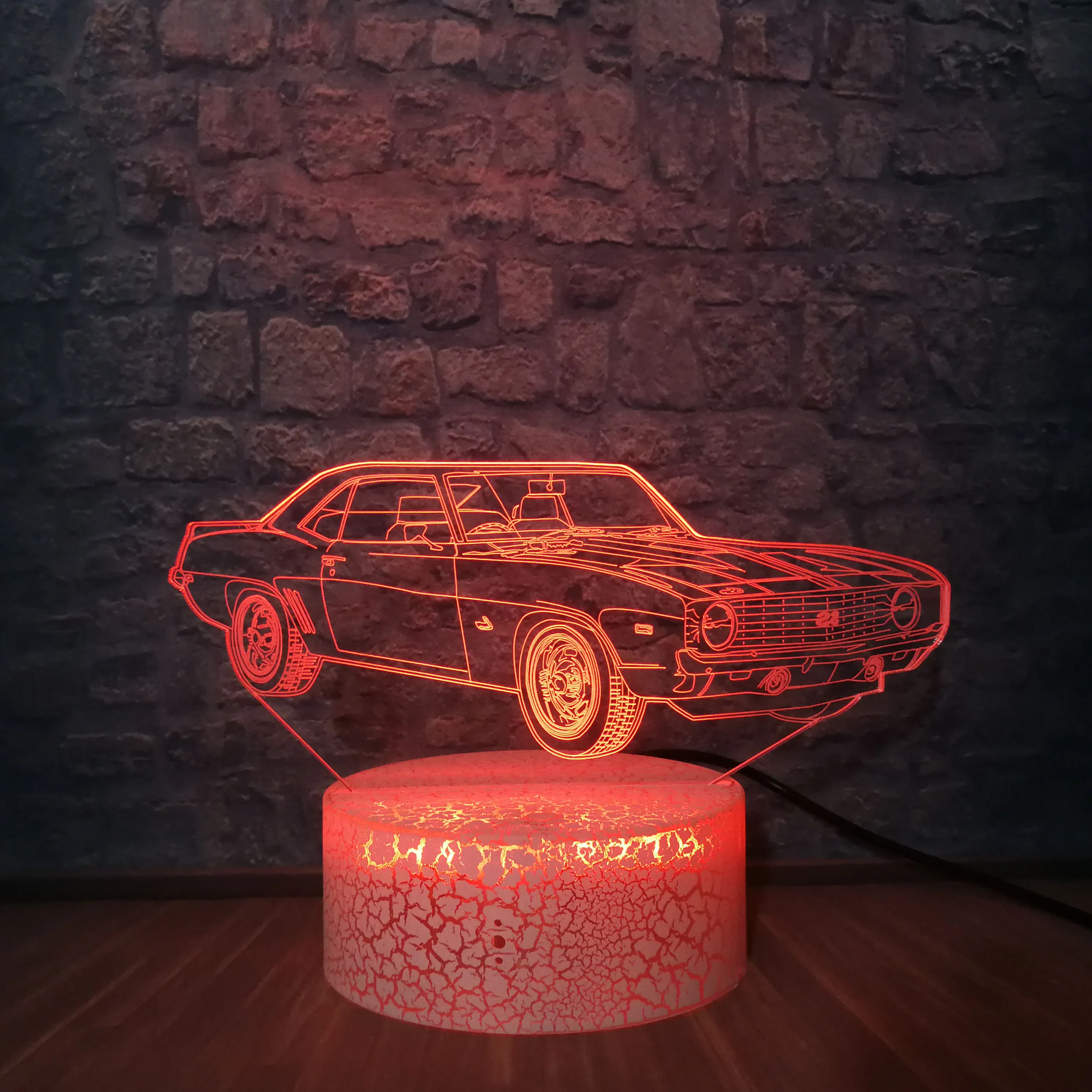 Автомобильный Современный 3D иллюзионный ночной Светильник USB LED Настольная лампа