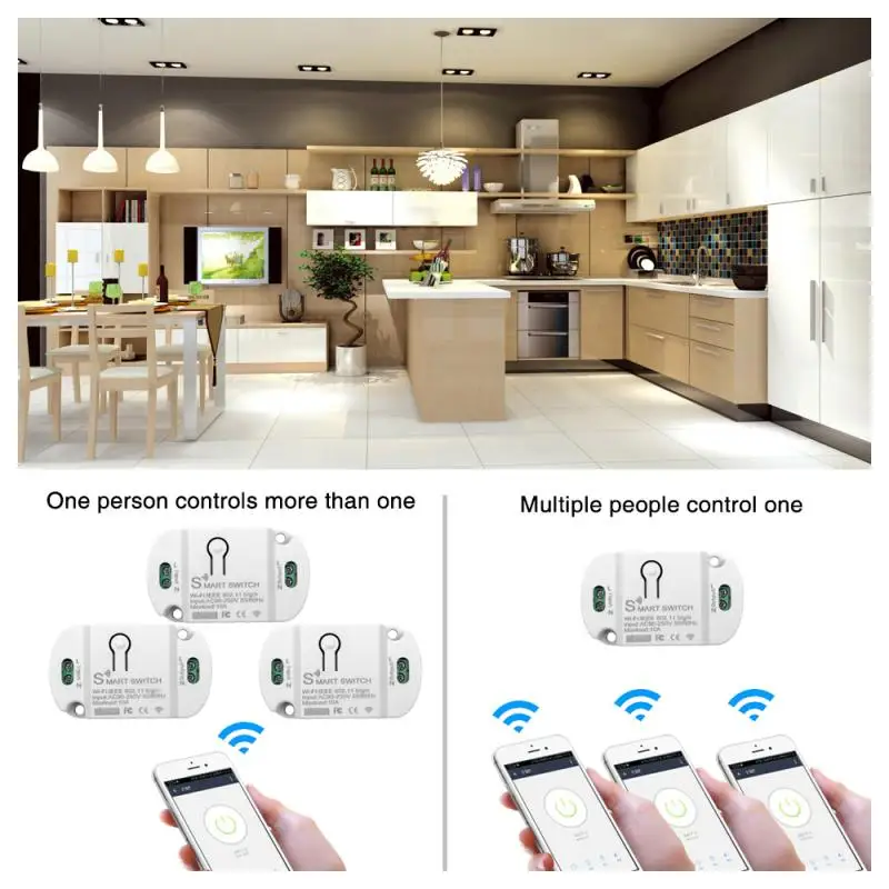 Модуль переключателя tuya smart life с Wi-Fi 10 А совместимый Alexa модуль Google Switch для