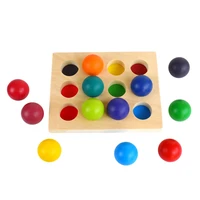 montessori educational wooden rainbow color sorting board educational toys rainbow bead color cognitive matching childrens toys