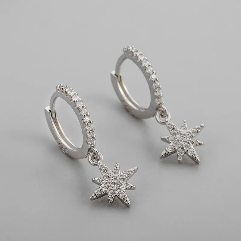 

925 стерлингового серебра с бахромой в виде звезды, серьги со шпилькой, для женщин, ювелирные изделия Модные элегантные вечерние аксессуары д...
