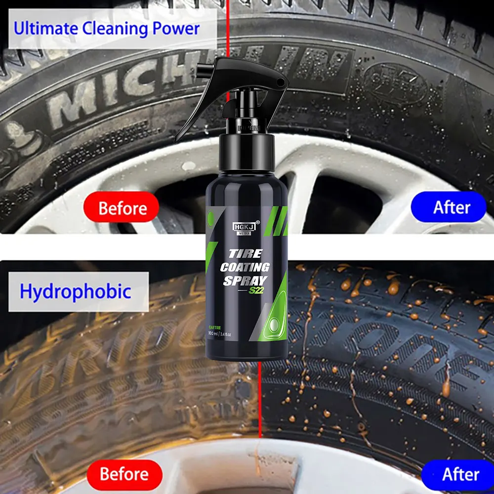 HGKJ S22 Black Car Tire Blackening Shine чернение шин Ceramic Coating Spray Liquid Refurbishing Agent Auto Washing  Accessories