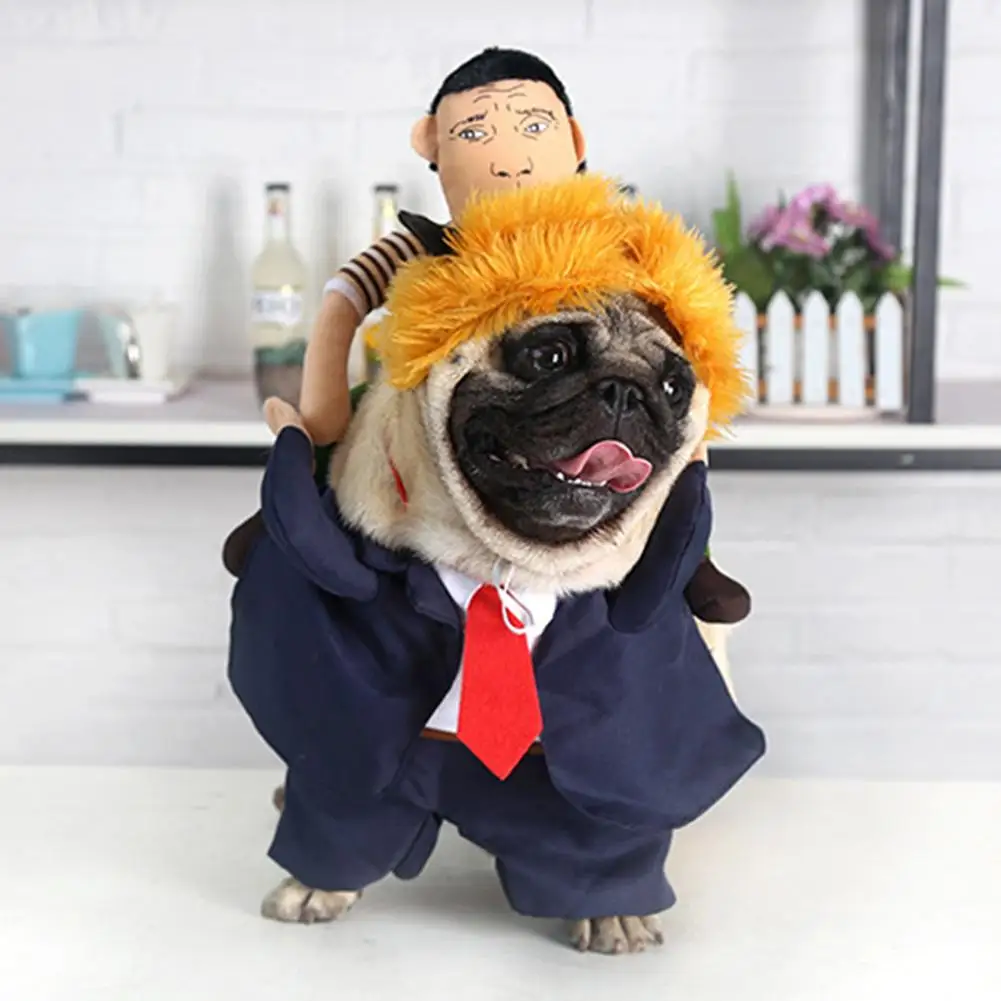 Костюм для домашних животных одежда собак на Хэллоуин Забавный президент