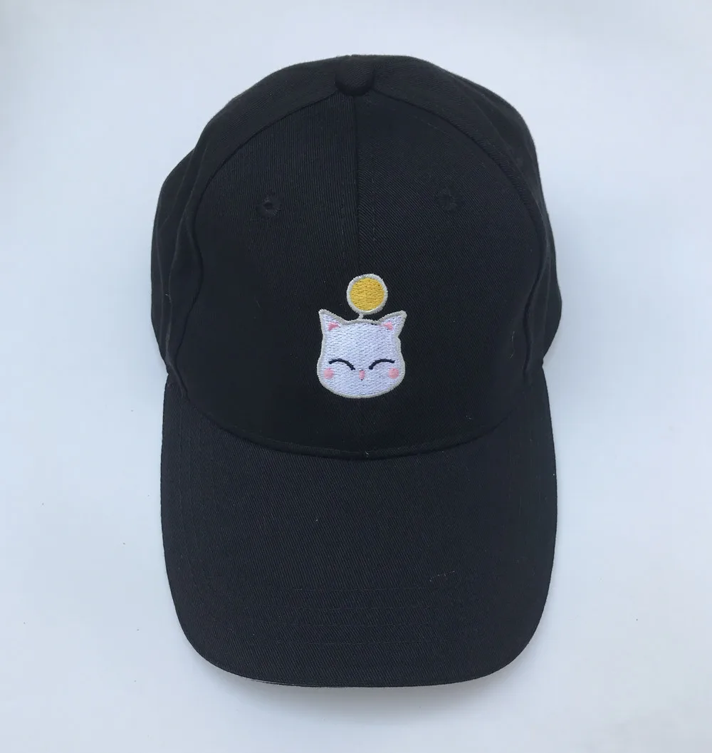 Final Fantasy XIV FF14 Moogle Cosplay Embroidery Hat Black Baseball Cap | Аксессуары для одежды