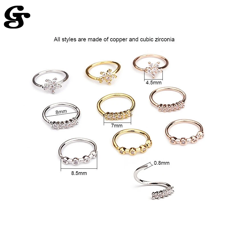 

GS Nose Ring Piercing Stud Cooper Classic Simple Delicate Zircon Women Joyero Factor Direct Support Customize Retail Dropshiping