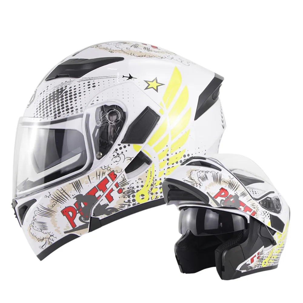 

SOMAN Flip Up Full Face Motorbike Helmet with Dual Visor DOT Certified Custom Modular Motorcycle Racing Crash Helmet