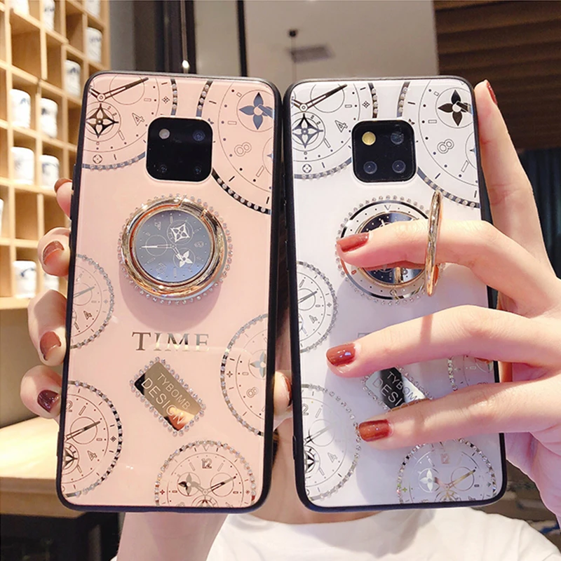 Чехол-подставка с кольцом-часами и кристаллами для Honor 7 8 9X MAX 10 Lite чехол Huawei mate 20 30