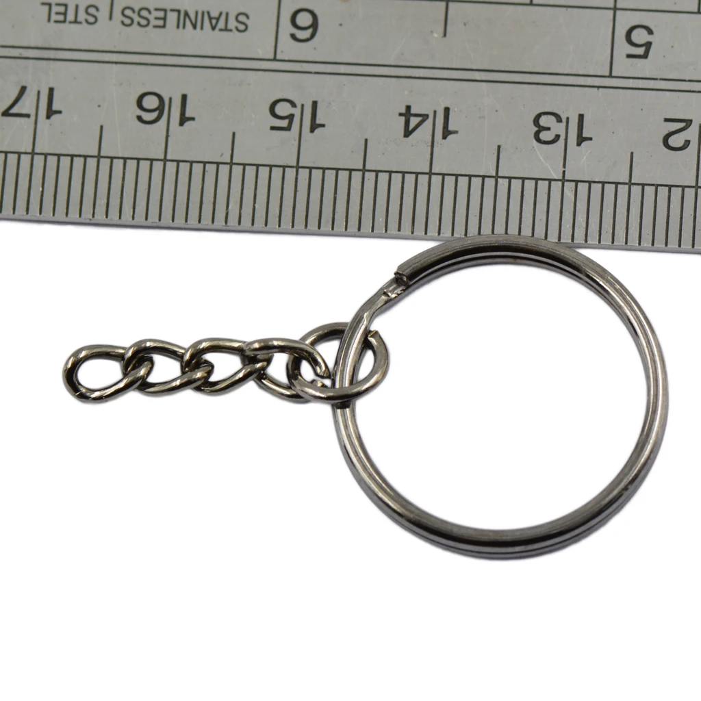 

12pcs and Silver White Split Keyring With Chains Accessory Making