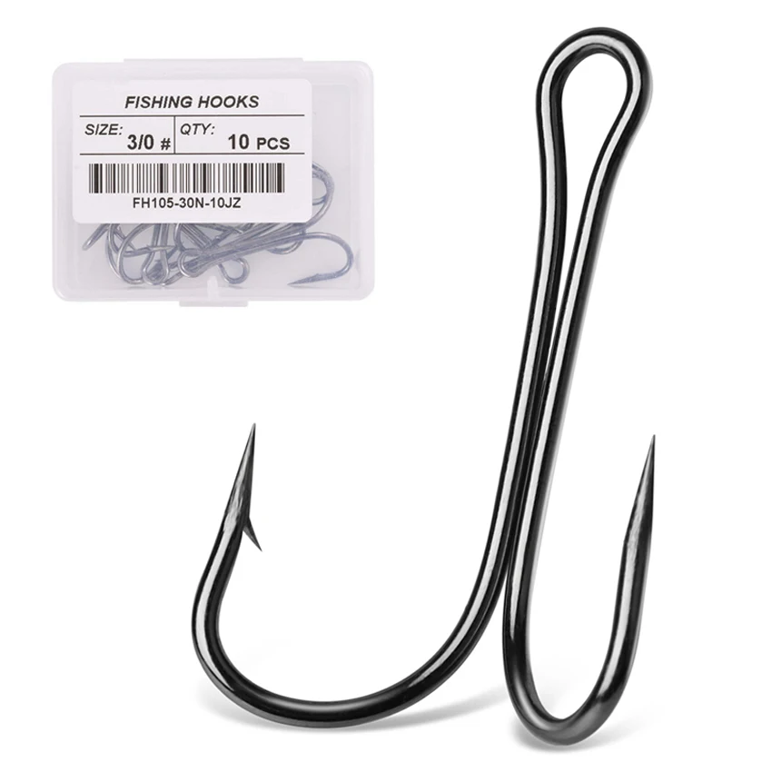 10 шт./корт. Двойные рыболовные крючки из высокоуглеродистой стали с зазубринами