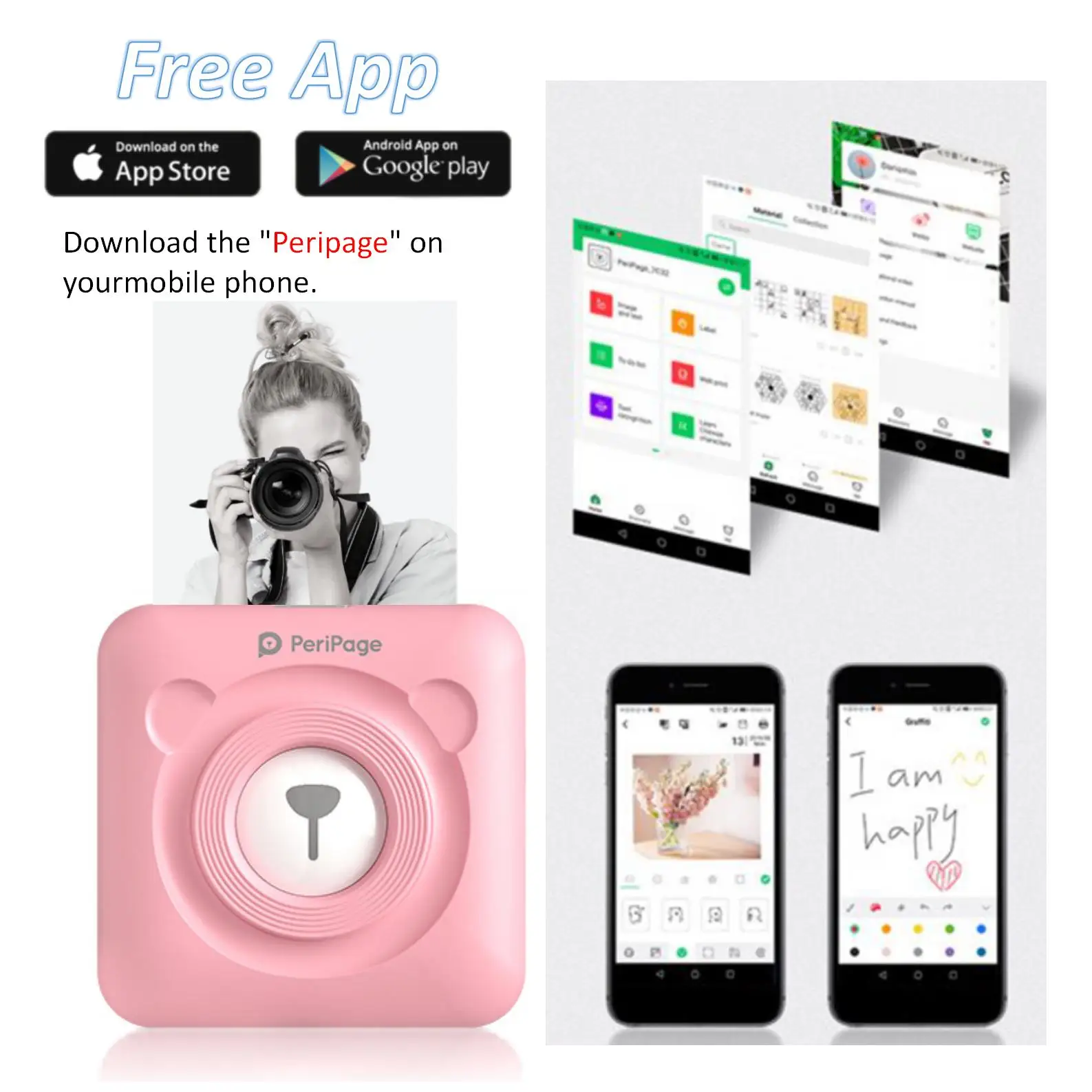 PeriPage 304 DPI карманный мини-принтер с Bluetooth для фотографий беспроводной переносной