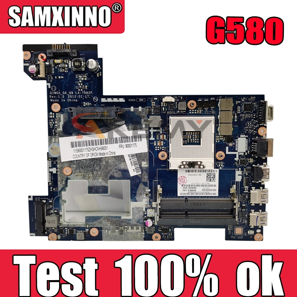 

Laptop motherboard For LENOVO Ideapad G580 Mainboard 11S90000119 LA-7982P DDR3