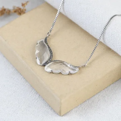 

New Arrival 925 Sterling Silver Crystal Necklace For Women Crystal Wing Pendant Fashion Necklace Jewelry