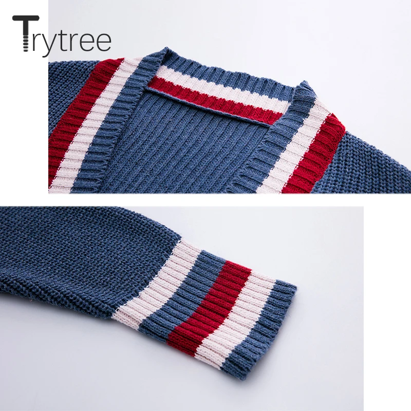Trytree Winter Women Casual Sweater V-neck Knitting Patchwork Cardigans 4 Colour Fashion Computer Knitted Loose |