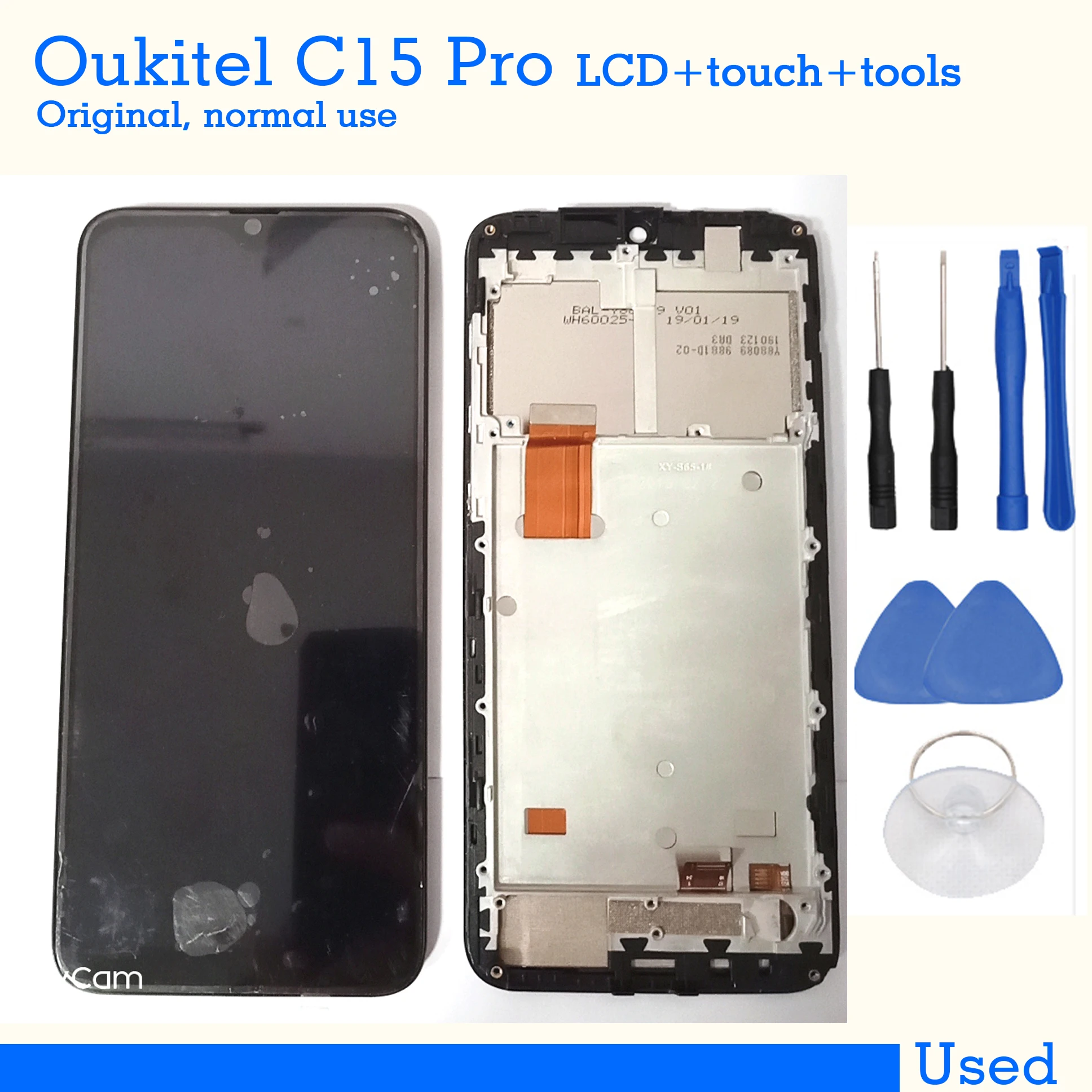

Touch Screen + LCD Display with Frame Digitizer Assembly Replacement Parts Accessory + Tools for OUKITEL C15 PRO,Used,scratch
