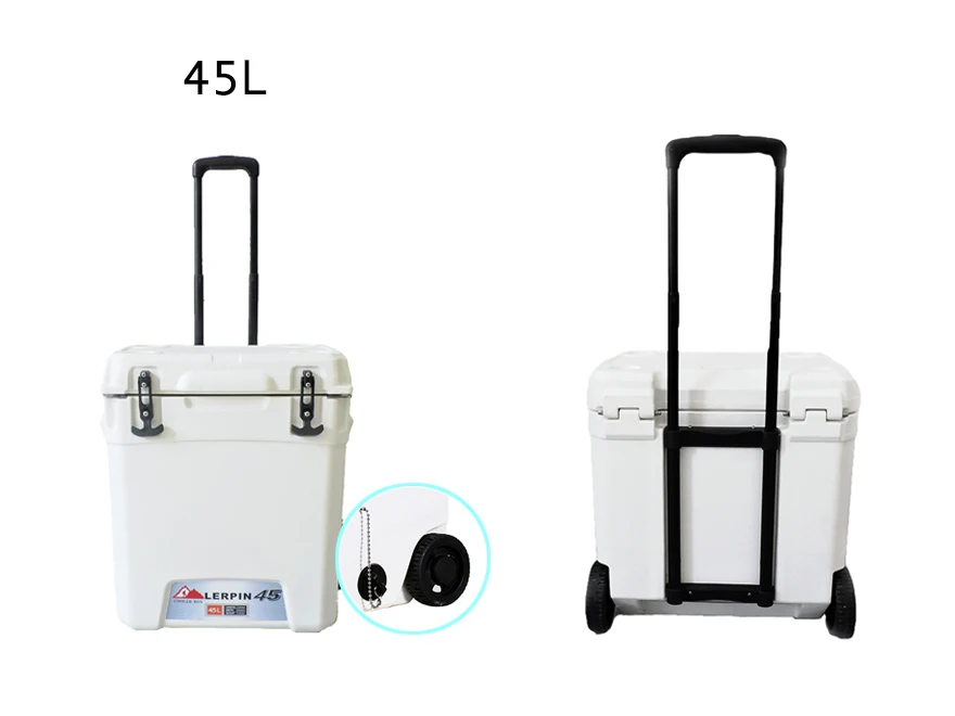 Lerpin 45L Rolling Ice Chest Plastic Hard Camping Cooler Box with Wheels | Спорт и развлечения