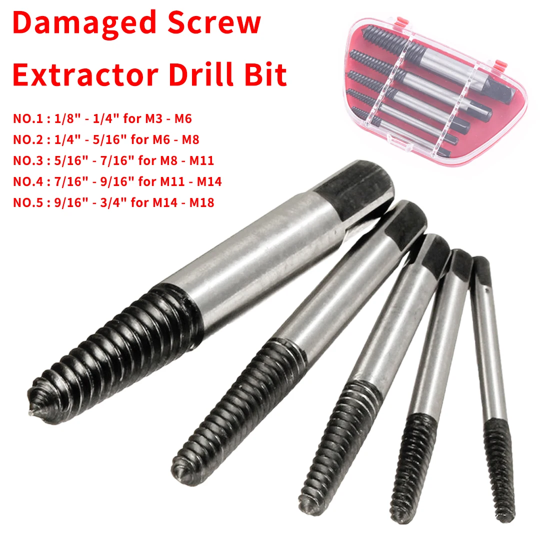 Набор инструментов для удаления поврежденных винтов из высокоуглеродистой