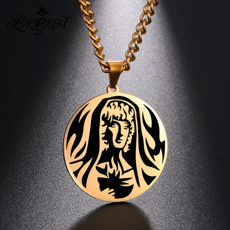 

LIKGREAT Greek Mythology HESTIA PENDANT NECKLACE GODDESS OF THE HEARTH Gold Color Stainless Steel Pendant Charm Jewelry Gifts