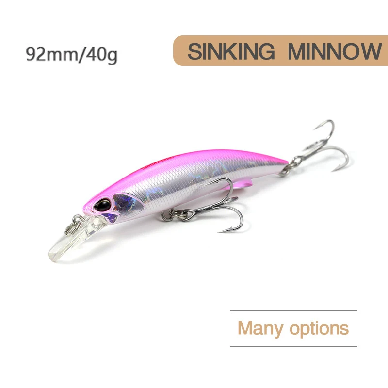 

NEW Minnow 92mm 40g fishing lures swimbait ice fish crankbait whopper plopper Sink bass deep diving lure bait japan tackle pesca