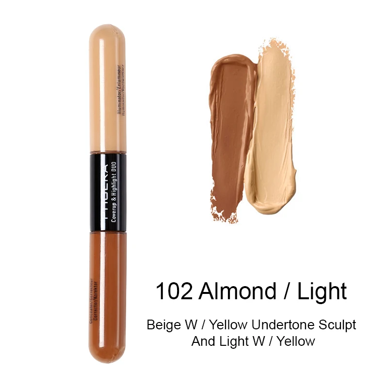 

PHOERA Double Head 2 Colour Liquid Concealer cream Foundation Long Lasting Brighten Face Contour repair Bronzer Makeup TSLM1