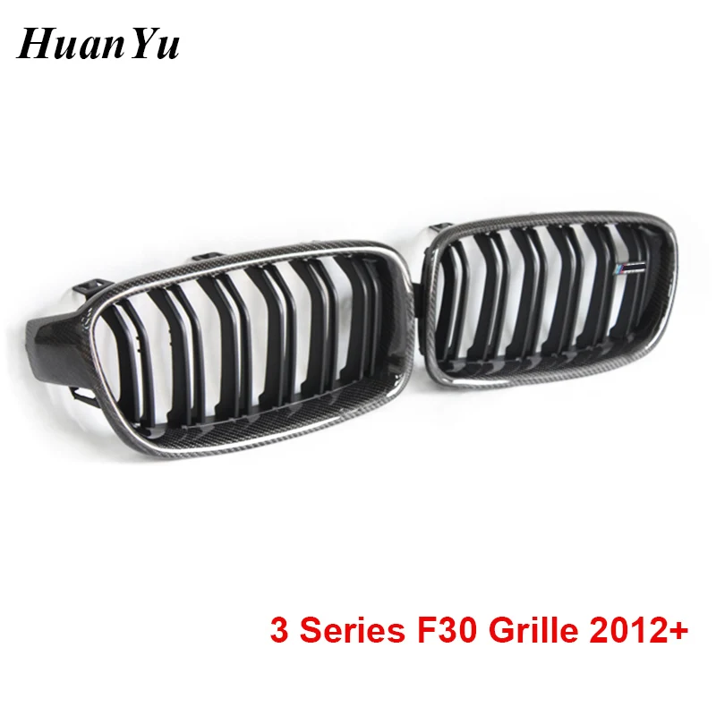F30 2 slat волокнистая решетка для BMW 3 серии M3 Style передний бампер Racing Grills 320i 325i 328i 335i