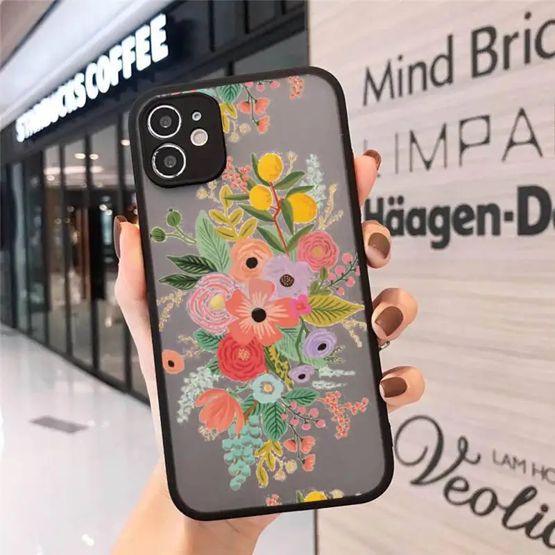 

Luxury Vintage flowers Phone Cases matte transparent For iphone 7 8 11 12 plus mini x xs xr pro max cover