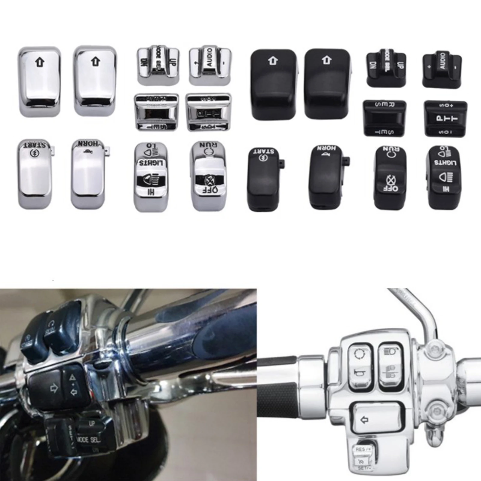

10pcs Motorbike Hand Control Switch Button Caps Suit for Harley Glide 06-12, with Premium Quality