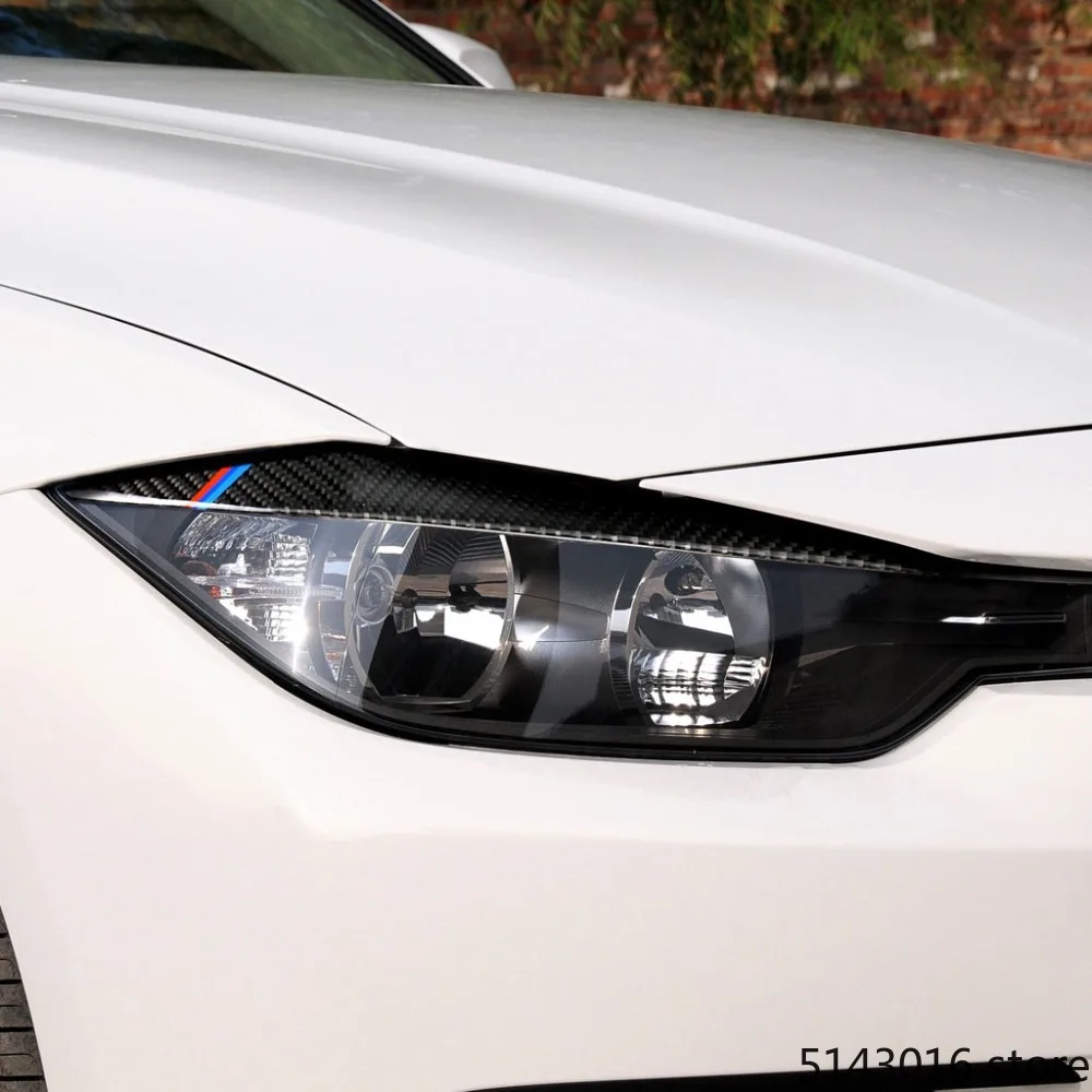 2019 для BMW F30 F31 F32 F33 F343 Стиль 2 шт. стикер углеродное волокно фара брови веко отделка