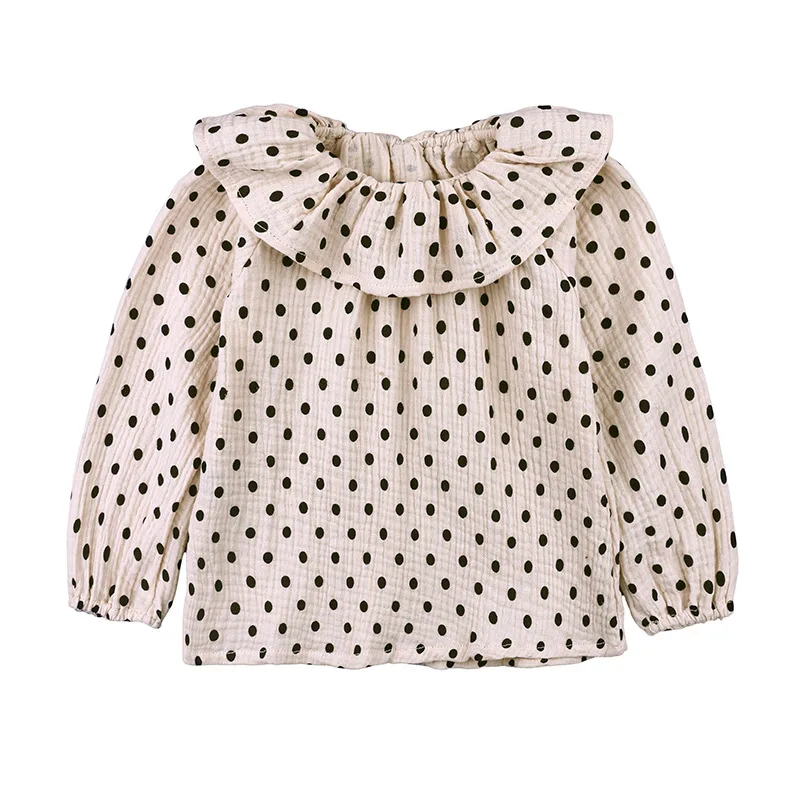 

Girls Doll Collar Blouse Spring/Autumn Toddler Linen Dot Tops Shirts For Princess Baby Girl 0-5 Years Dwq557