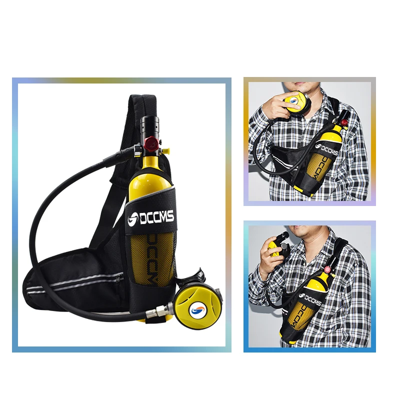

1L Scuba Diving Cylinder Mini Oxygen Tank Set Respirator Air Tank Hand Pump for Snorkeling Breath Diving Equipment