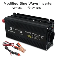 12v 2000w 220v power inverter eu plug low noise with cooling fan 2usb car power adapter inverter 12v 220v solar inverter convert
