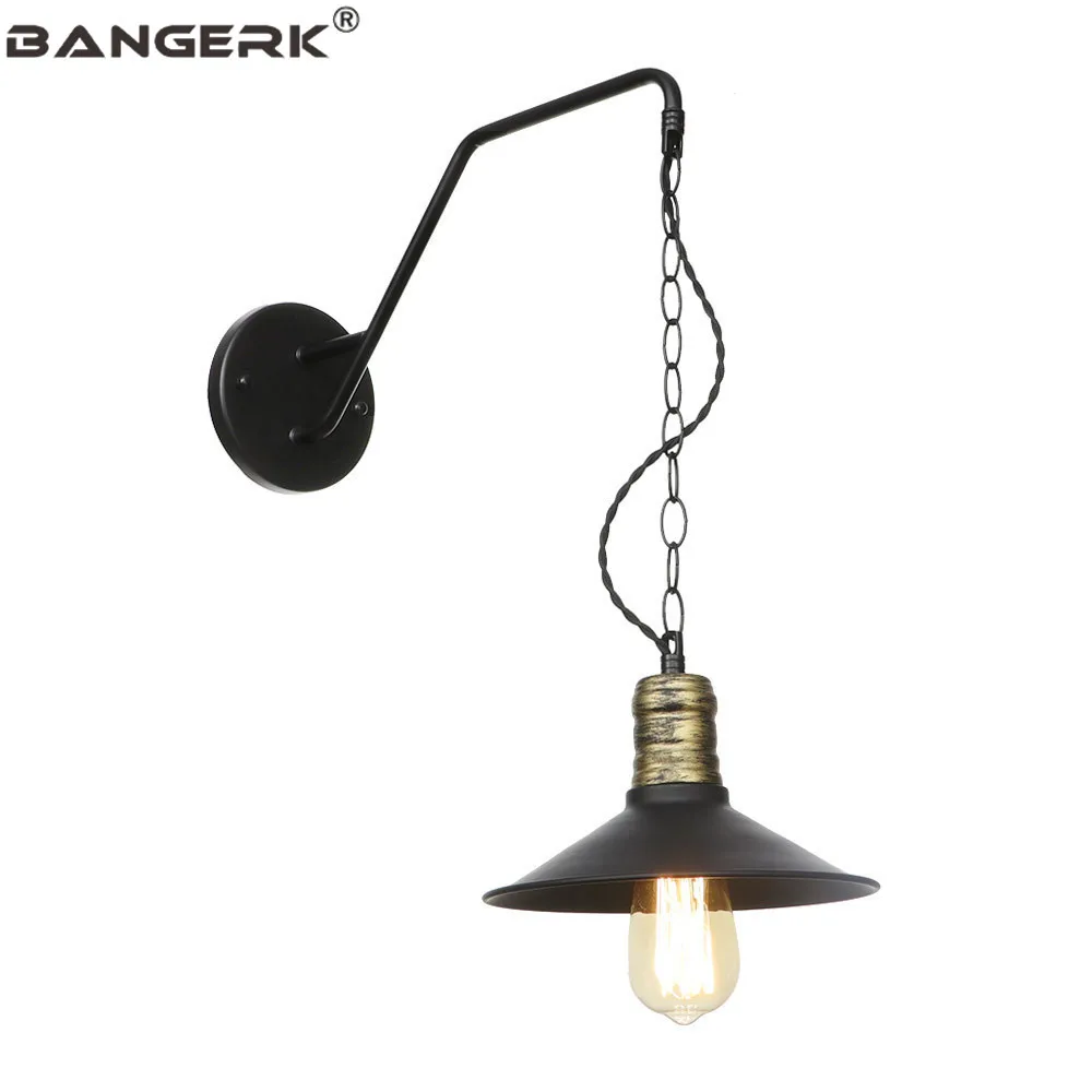 Старинная железная настенная лампа цепочка в стиле лофт винтажное Бра