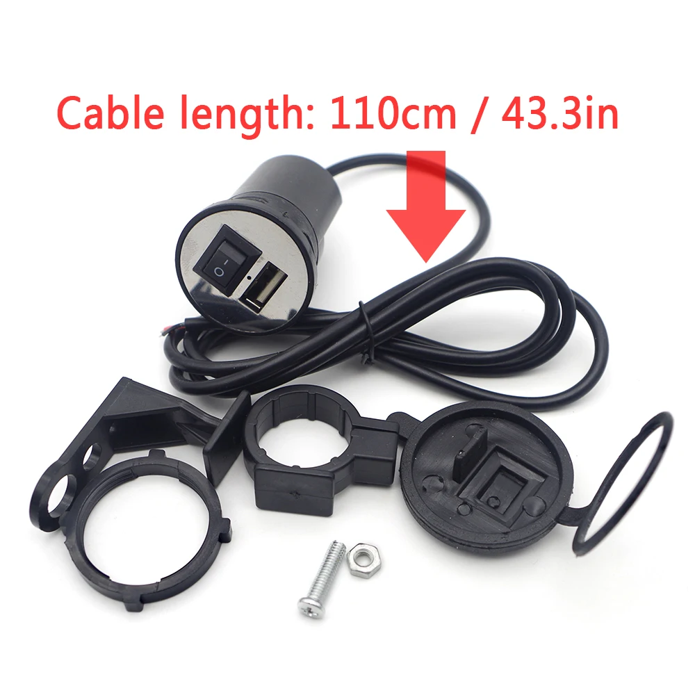 

12V Waterproof USB Motorcycle 2.1A Adapter USB Moto Motorbike Handlebar Charger for Suzuki Cafe Racer Bandit 400 600 650 1200