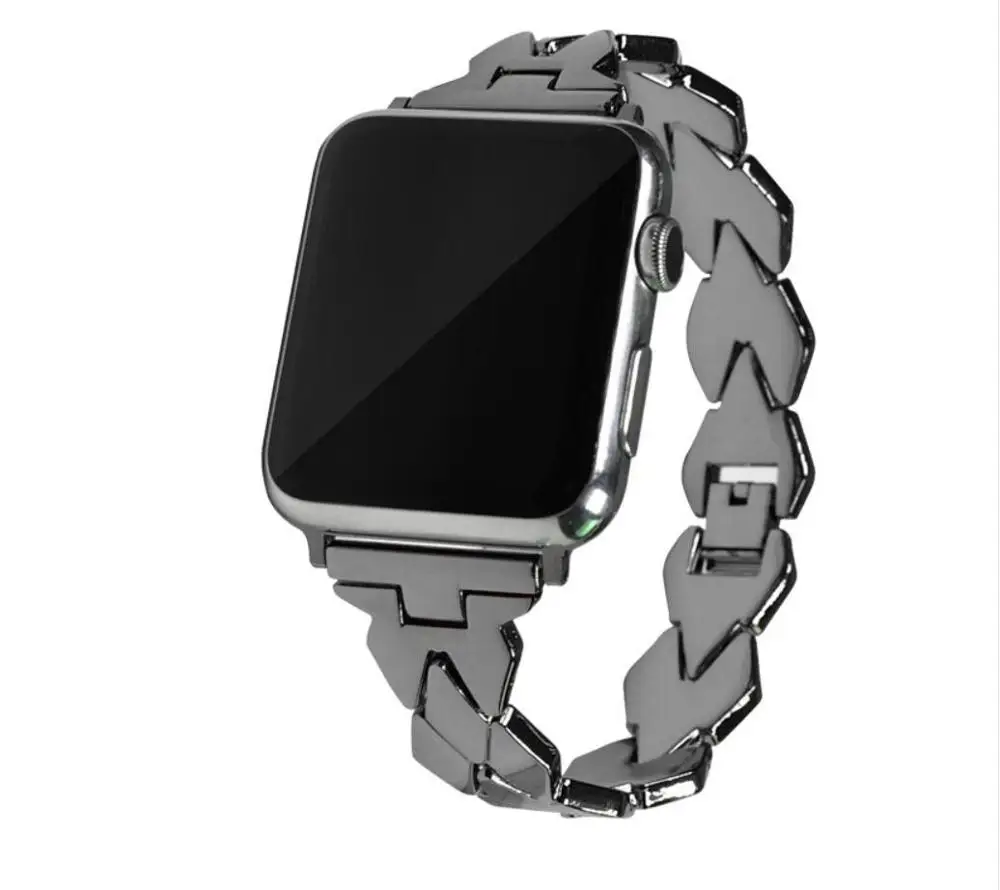 gray Ремешок для наручных часов Apple Watch, ремешок 42 мм, 38 мм, 40 мм 44 Нержавеющая сталь браслет на запястье ремень с металлической пряжкой series 5/4/3/2/1 - Цвет ремешка: gray