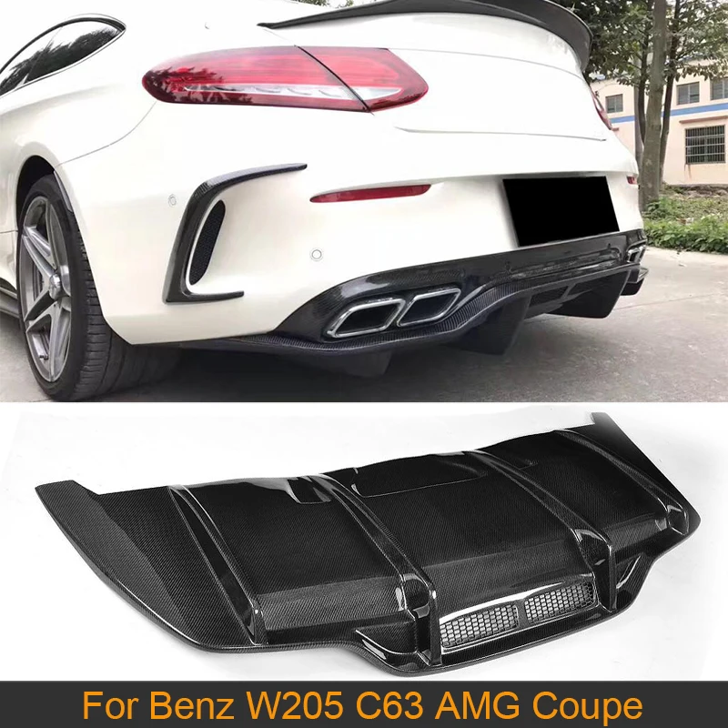 C Класс углеродного волокна задний бампер Guard Diffuser губ для Mercedes Benz W205 C205 C63 AMG Coupe 2