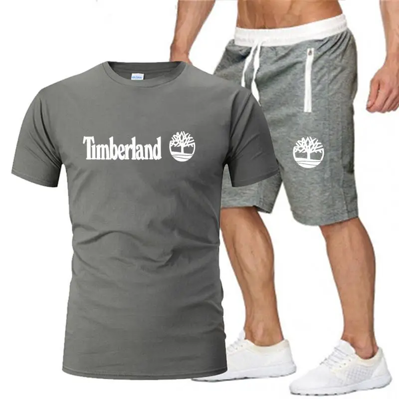 

Summer men's T-shirt set men's sportswear set basketball sports fitness timberland printed short sleeve + men's Sui Harajuku