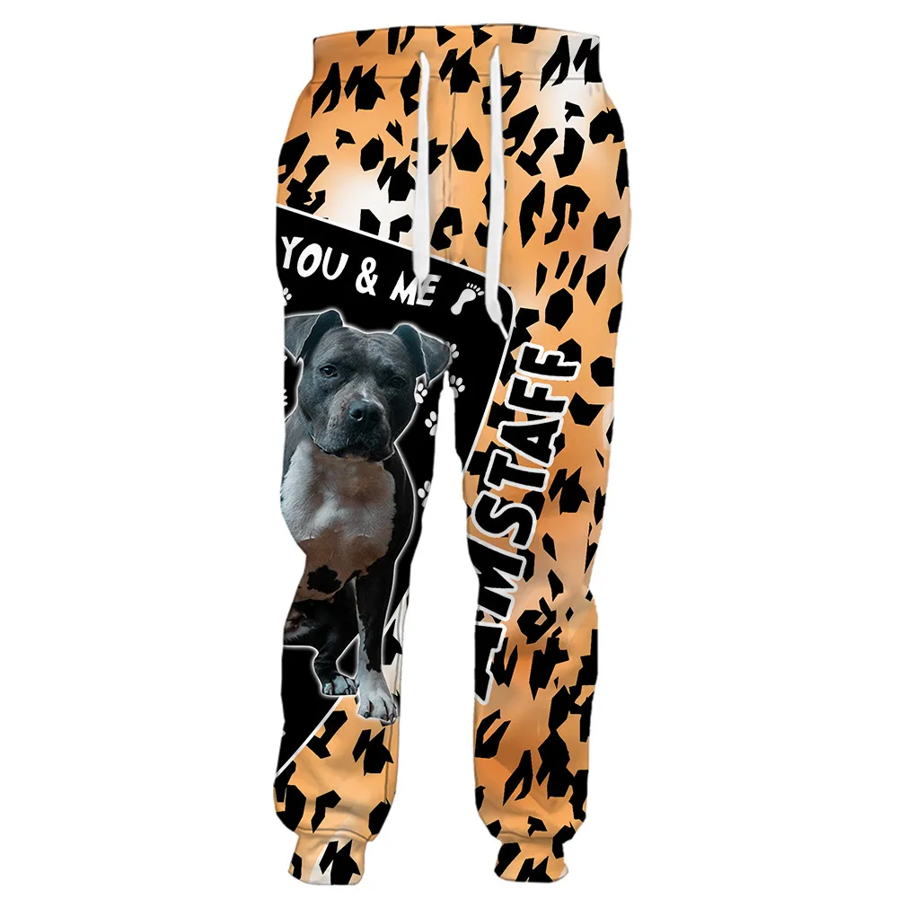 

CLOOCL Animals Leopard Pants 3D Graphic Staffordshire Bull Terrier Staffies Stitching Sweatpants Sportswear Harajuku Streetwear