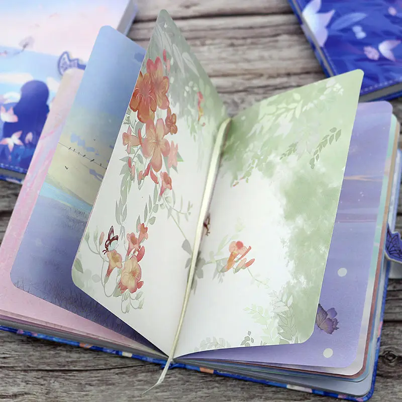 

Butterfly Girl PU Leather Notebook Diary Planner Color Page Illustration Magnetic Buckle Note Book Stationery School Supplies