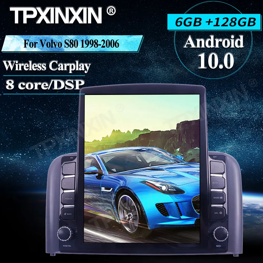 구매 테슬라 스타일 안드로이드 6 + 1998G 무선 카플레이 스테레오 수신기 자동차 라디오 플레이어 IPS DSP, 볼보 S80 2006-128 용 카 라디오 스테레오
