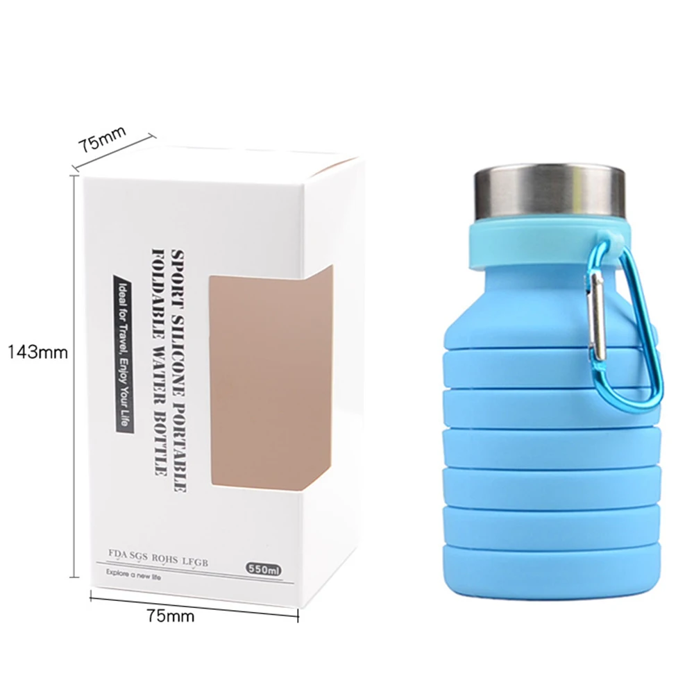 

500ml Folding Silicone Cup Travel Portable Water Cup Silica Coffee Mug Telescopic Drinking Collapsible Mugs Non-Toxic Odorless