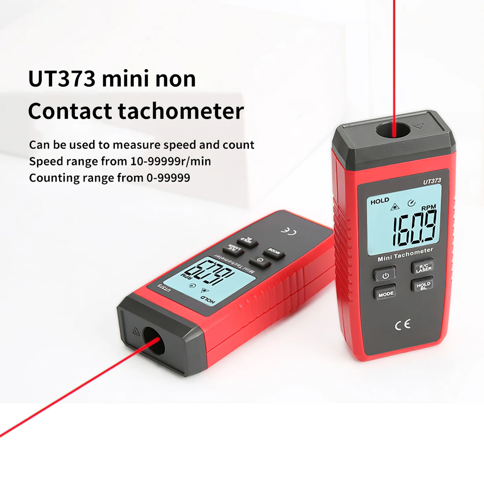 

UT373 Digital Tachometer Non-Contact Photoelectric Tachometer With LCD Back Light Display Battery Powered Industries RPM Meter