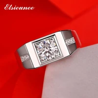 elsieunee classic 925 sterling silver 1ct d color moissanite ring wedding engagement diamond rings for men couple finger jewelry