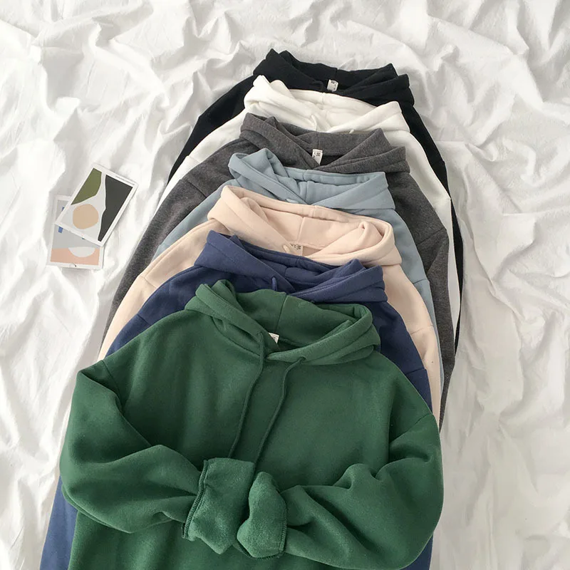 

2021 Autumn Sweatshirt Women Hoodies Sweatshirt Solid Oversized Casual Color Long-sleeved Green Sweatshirt Streetwear Korean