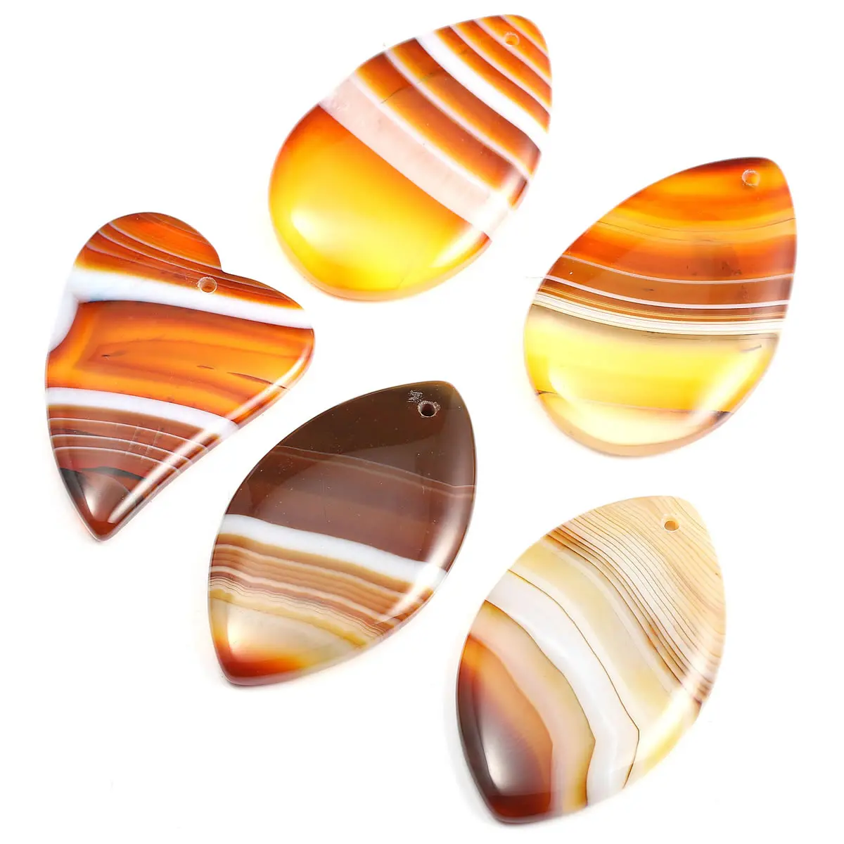 

5pcs/lot Natural Striped Agates Pendant Reiki Healing Natural Stone Charms Meditation Amulet DIY Jewelry Necklace Accessories