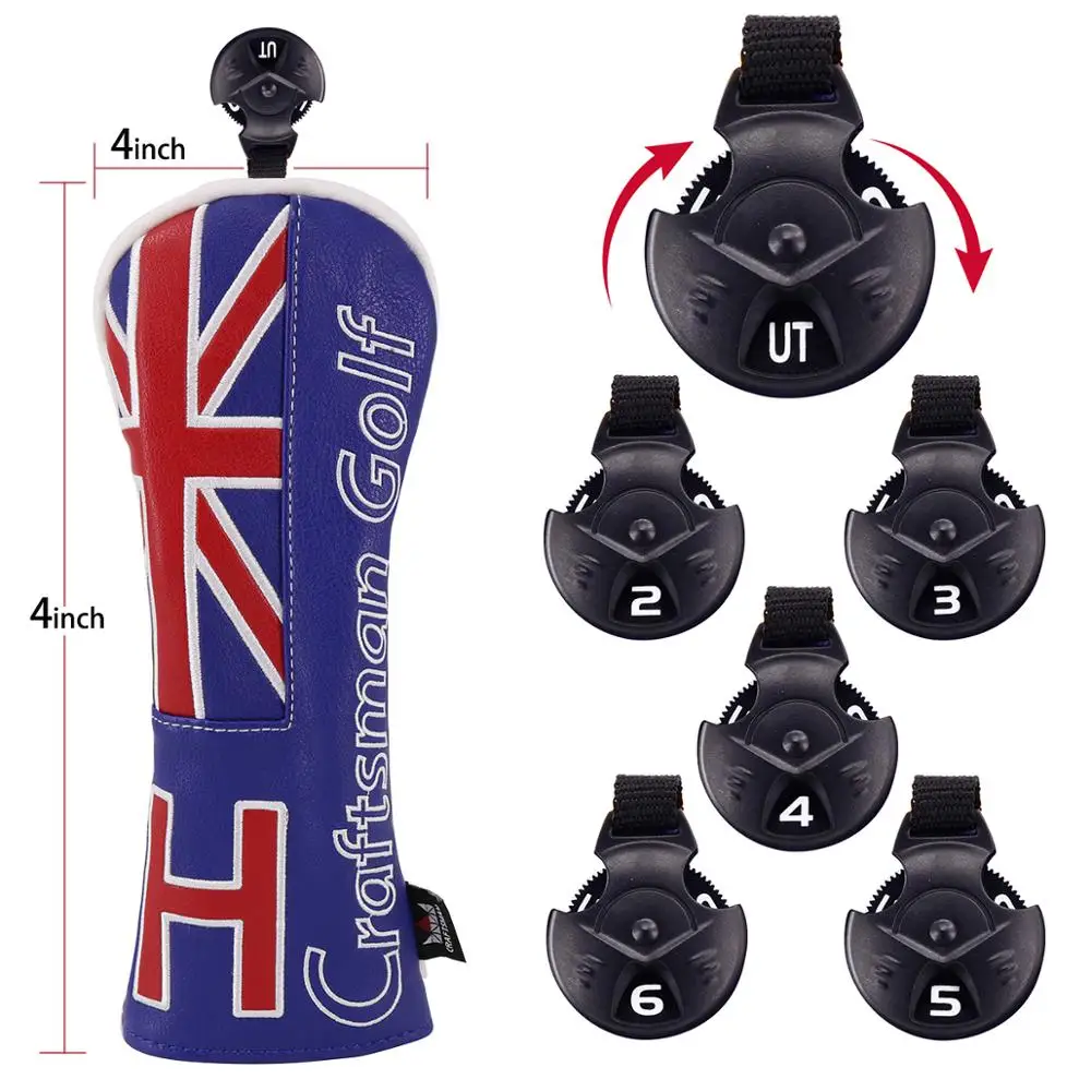 Гибридная головка для клюшек гольфа крышка флаг Великобритании со сменной