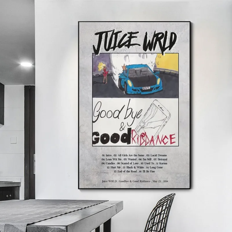 

Juice Wrld Goodbye & Good Riddance Album Cover Posters and Prints Painting Art Wall Canvas Pictures Living Room Home Decorations