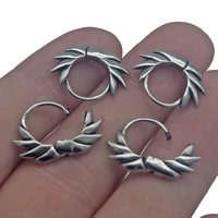 2pcs women mens stainless steel leaves wings earrings silver color gothic punk rock style personality jewelry findings gifts