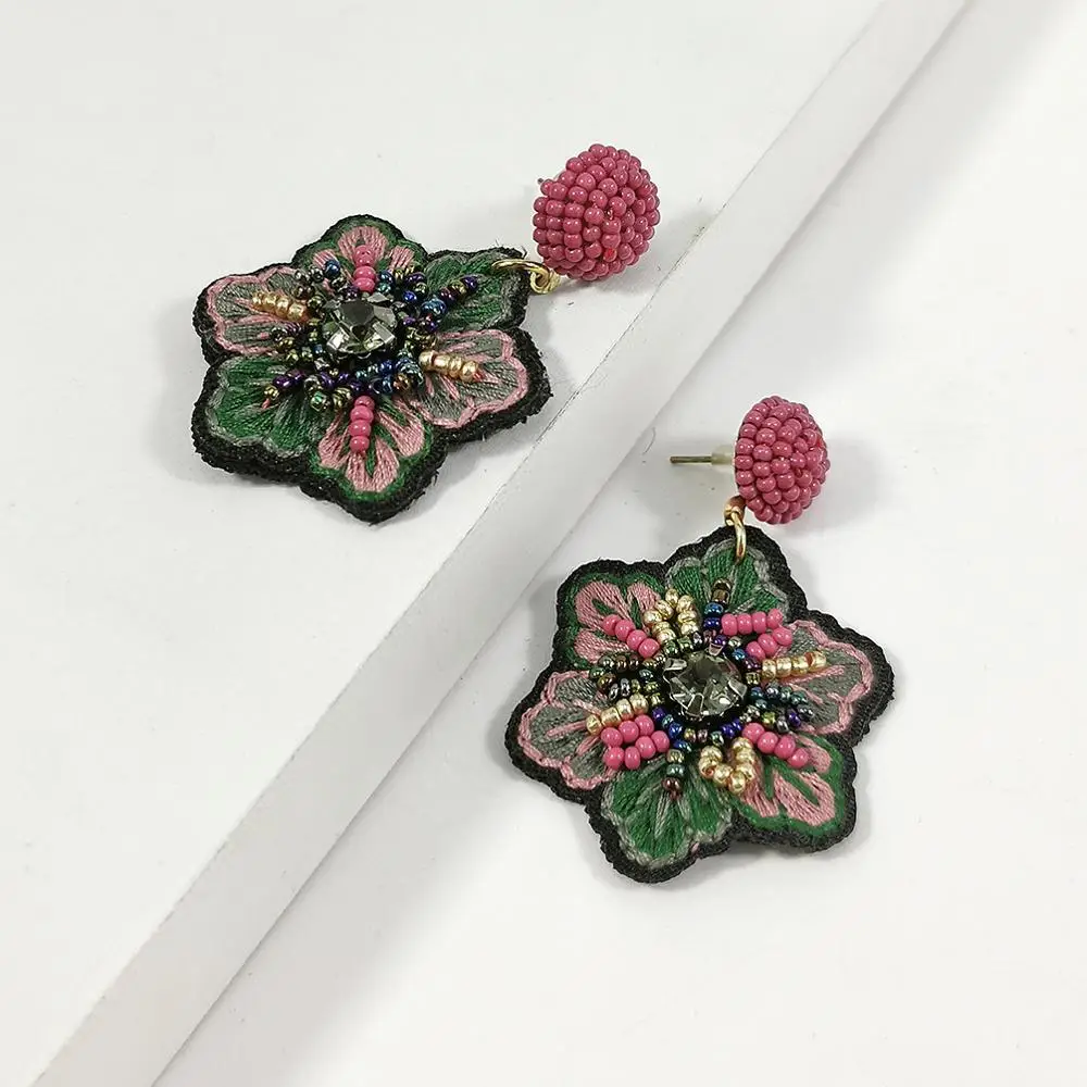 Женские богемные серьги-подвески MANILAI серьги ручной работы с вышитым цветком и