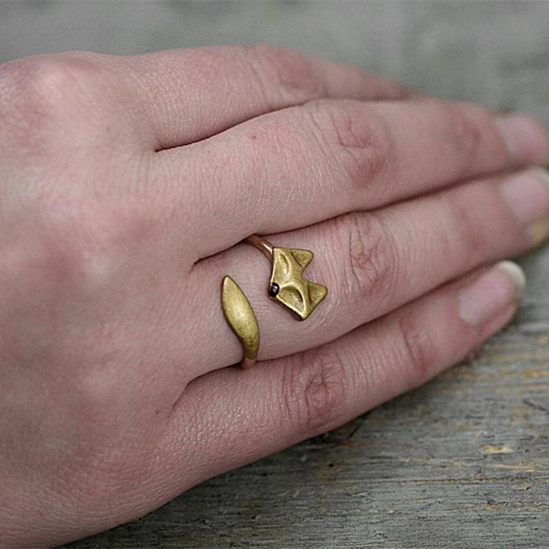 

Cute Animal Golden Fox Shape Exquisite Women Rings Wedding Engagement Ring Banquet Party Accessories Jewelry