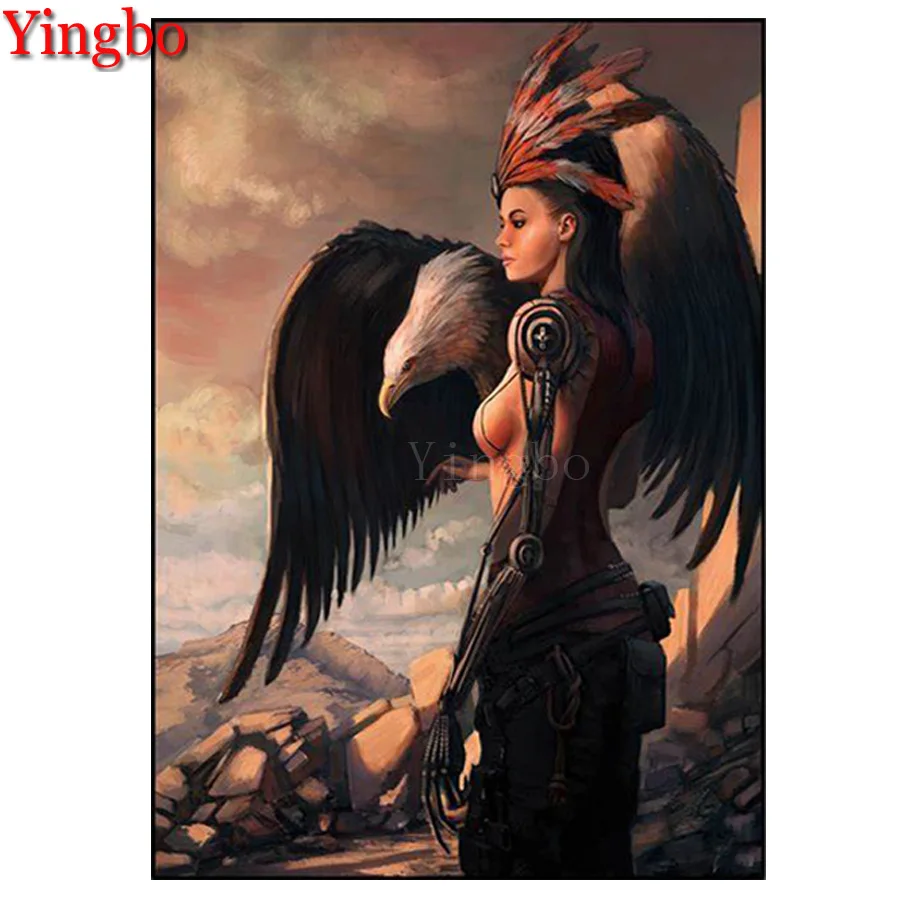 

5d Алмазная мозаика Орел и индийские женщины Алмазная вышивка diy Алмазная картина полная дрель квадратная картина Стразы