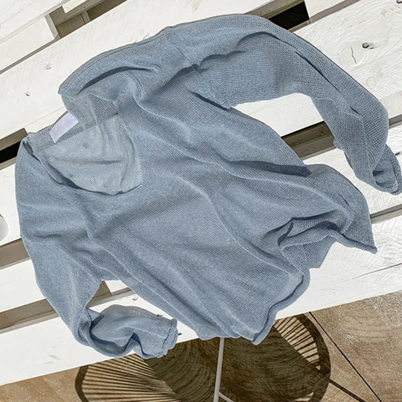 Женская Повседневная трикотажная блузка с v-образным вырезом однотонные